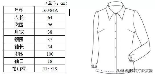 长袖衬衫裁剪教程来了,简单衬衫制版图