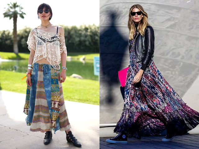 波西米亚风格裙子配什么包包好看,波西米亚风格超长裙