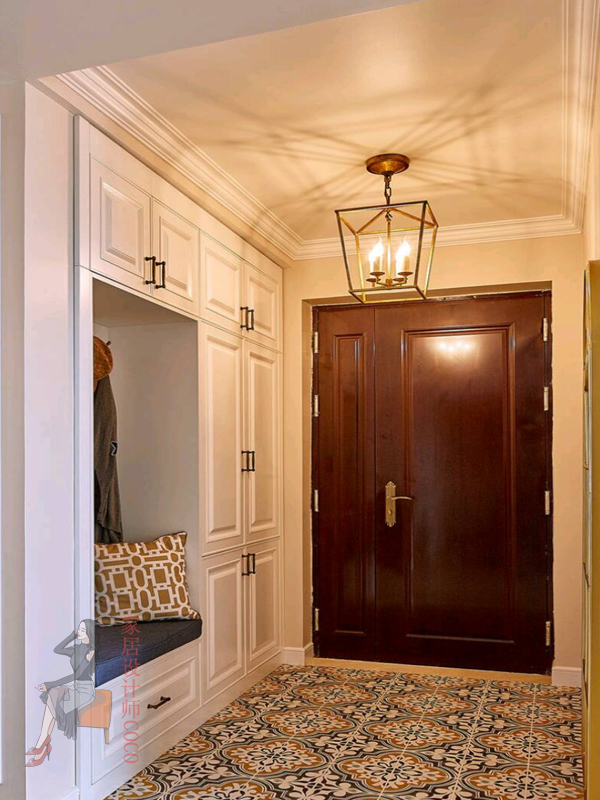 一米宽的长廊玄关设计,玄关有一个承重柱子怎么设计