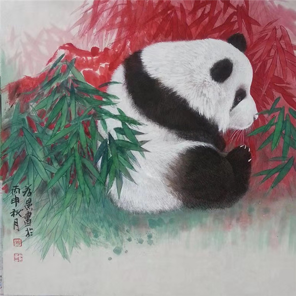 黄若愚的画,张玉涛的熊猫画