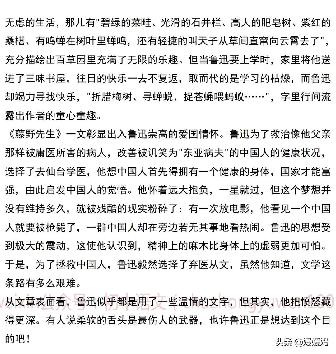 名著阅读朝花夕拾知识点总结,初中部编语文名著导读朝花夕拾