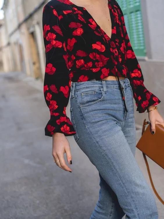 衬衫和牛仔裤怎么穿,衬衫阔腿牛仔裤穿搭