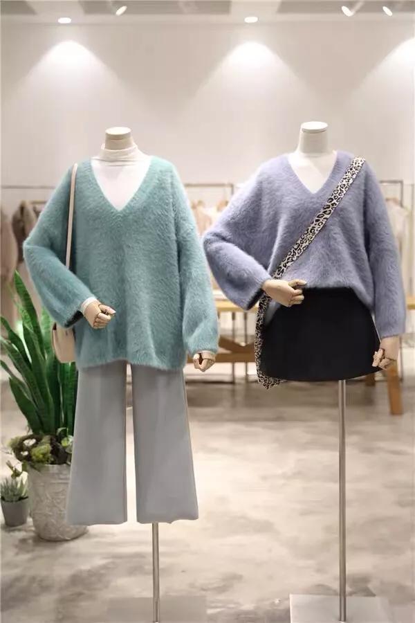 100%修身水貂毛衣女,冬季穿搭女高级感水貂绒毛衣