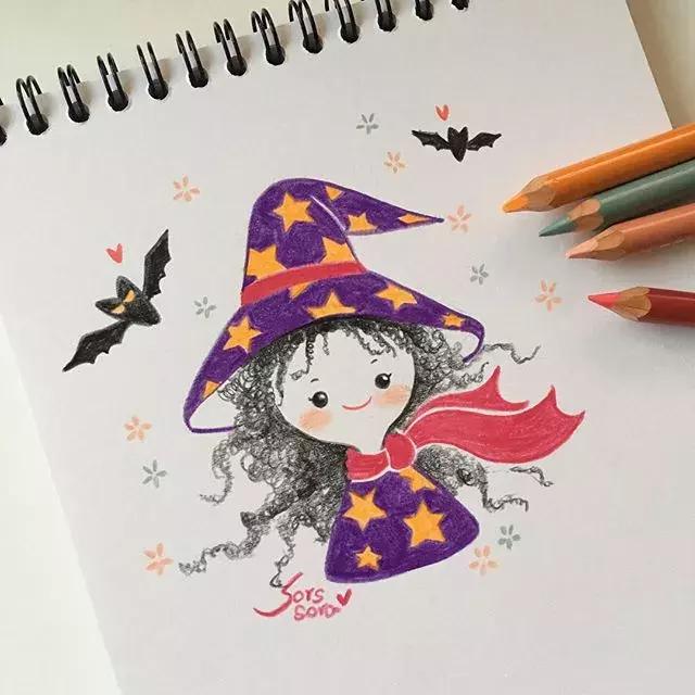 彩铅画古风人物简笔画,彩铅荷花简笔画几分钟就能学会