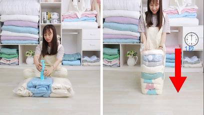 真空压缩袋真是太节省空间了,真空压缩袋一下子节省大部分空间