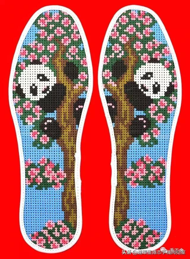 卡通绣花鞋垫,绣花鞋垫熊猫图案双面