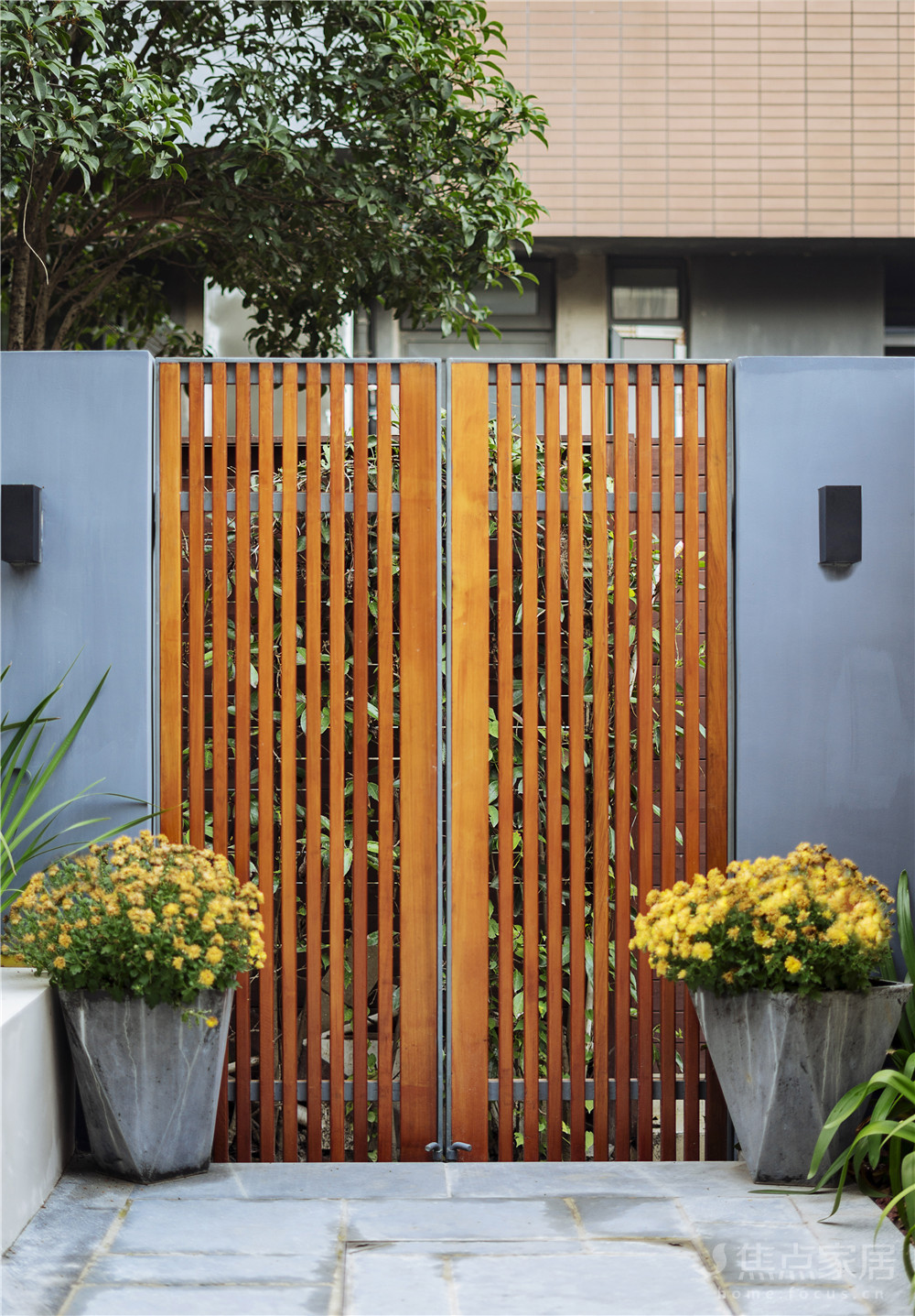 庭院入户门设计效果图,入户门庭院设计