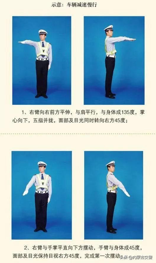 交警手势信号图解路上必备,交警手势一看就懂的小技巧