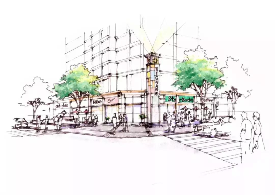 手绘效果图设计详解,干货五幅景观手绘效果图步骤图解