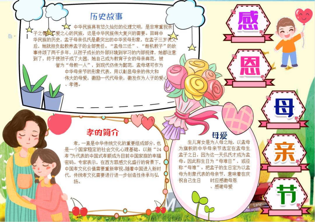 感恩母亲节手抄报小学生4至6年级,二年级感恩母亲节手抄报图片大全