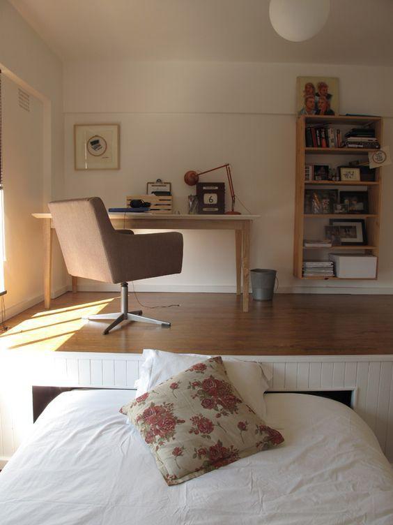 7平米小卧室做地台多功能房,迷你小房间地台床效果图