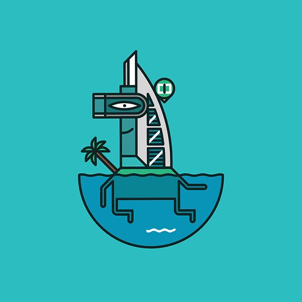 重庆城市旅游地标插画设计,展览设计灵感建筑插画作品