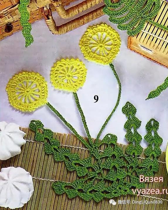 树枝树叶的编织图解,树叶钩针编织教程图解