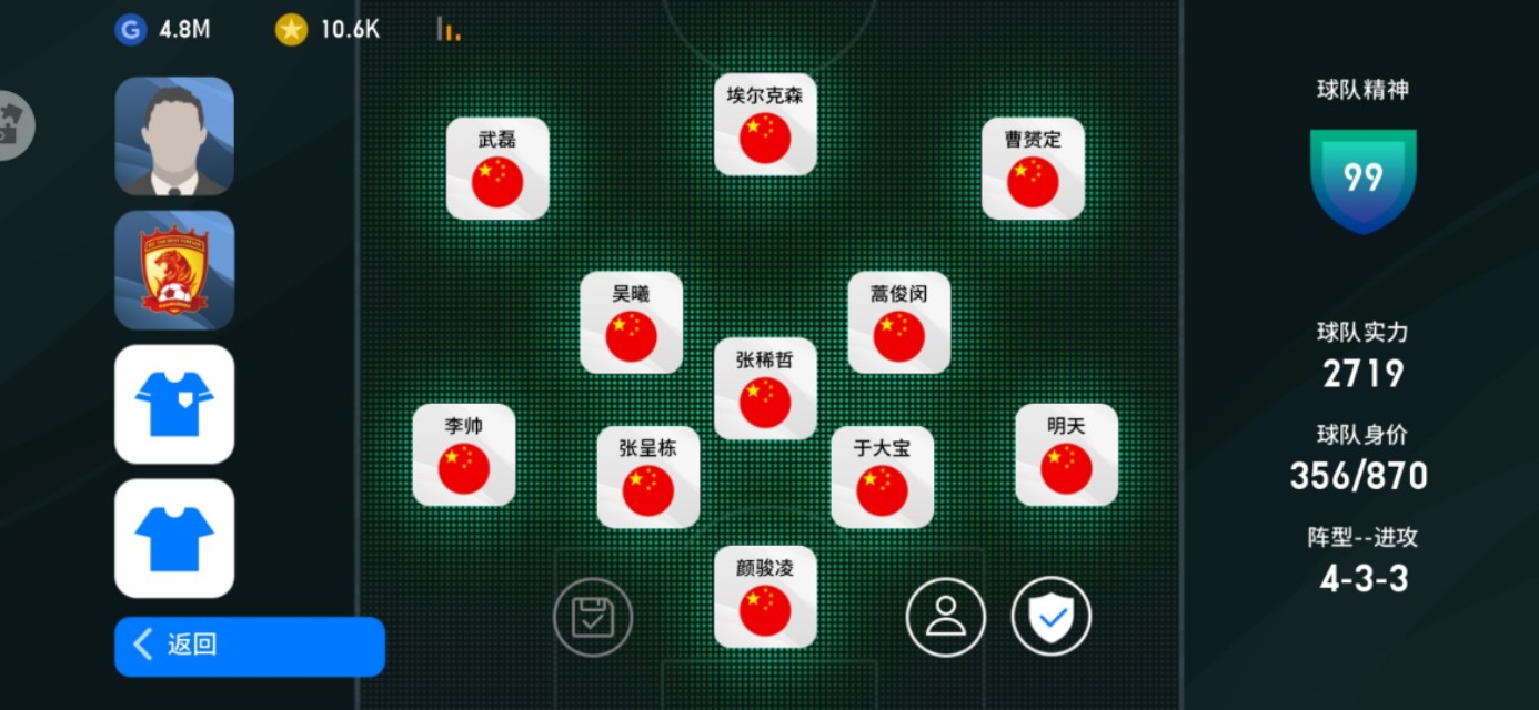 实况国足首发阵容,最强国足阵容名单