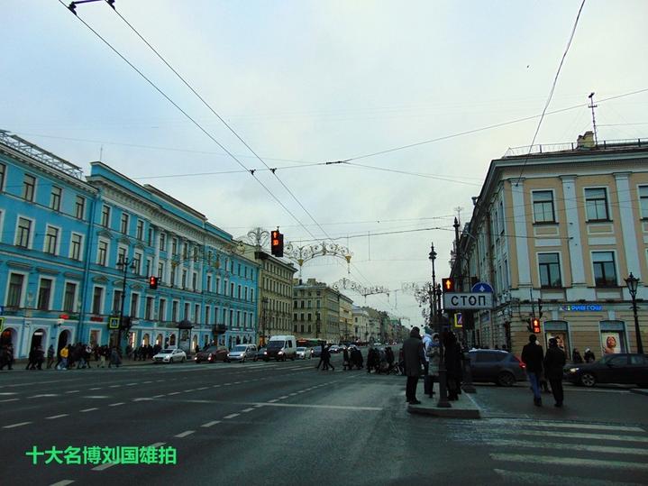 领略俄罗斯涅瓦河异域风情,俄罗斯圣彼得堡的涅瓦大街