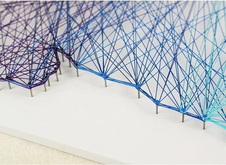 用绳子做绕线画,一根线吊起来拴着笔画画