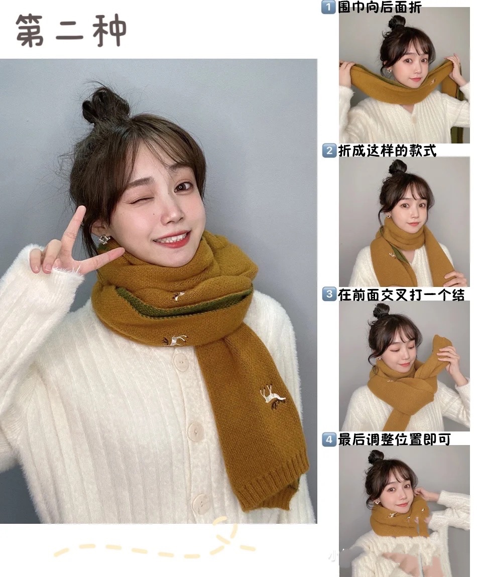 长围巾的秋冬各种围法,女式秋冬保暖长围巾