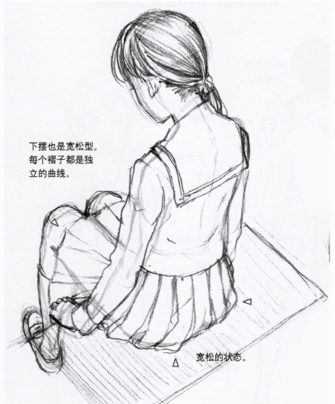 女生动漫裙子怎么画,动漫女孩裙子上的褶皱怎么画