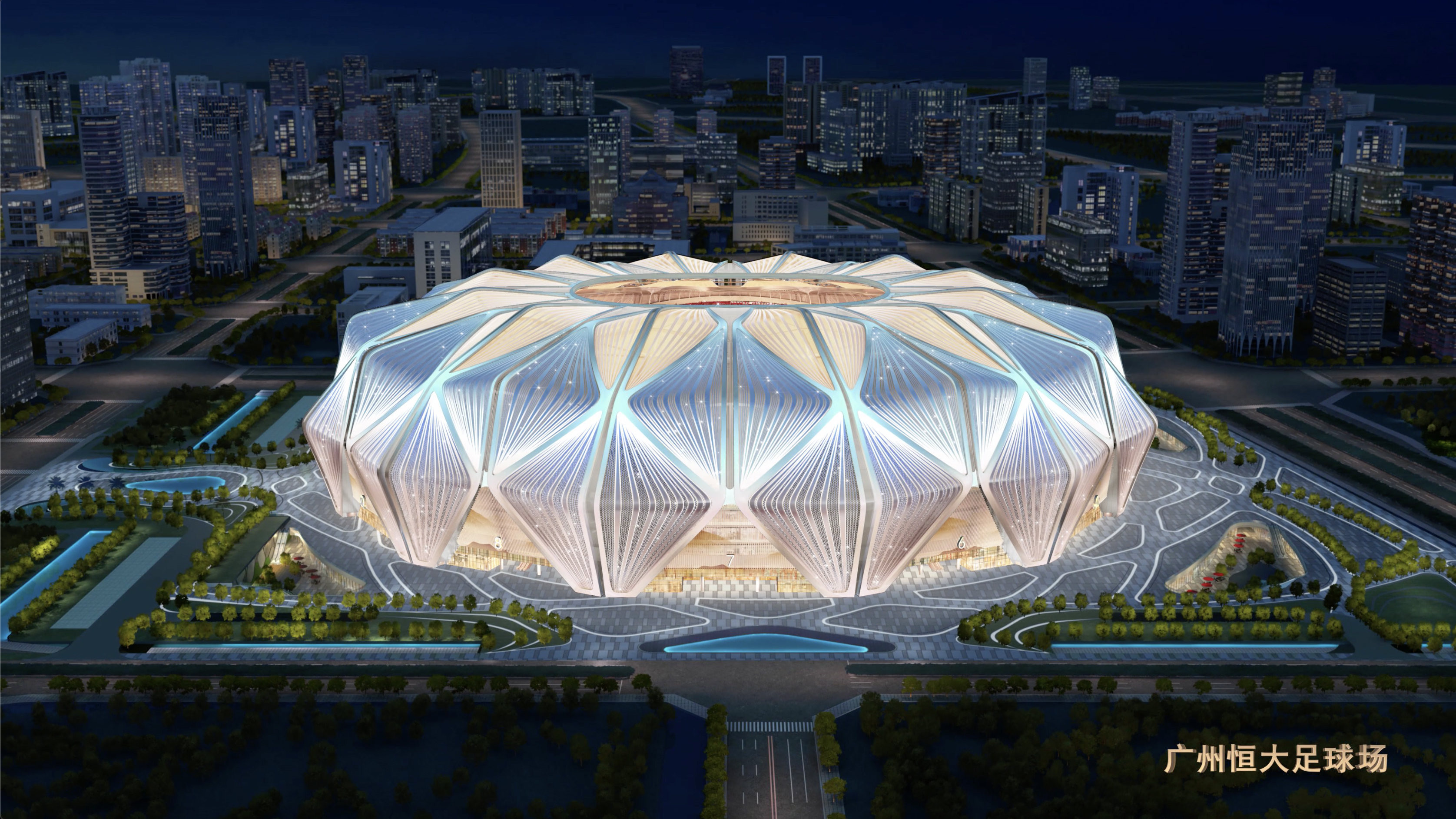 广州恒大足球场灯光图,恒大主场球迷震撼视频