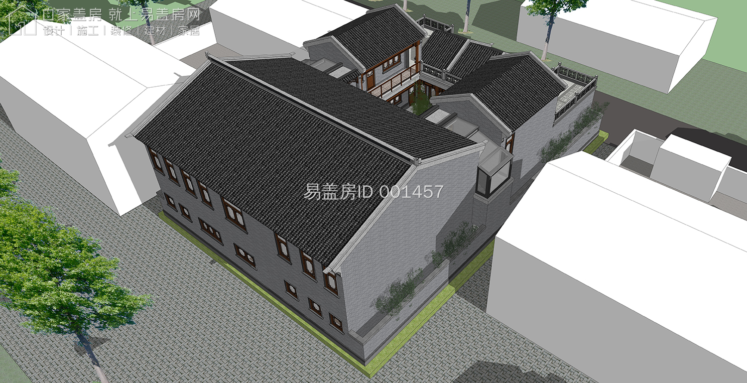 最牛中式四合院设计图及效果图,中式二层四合院永不过时