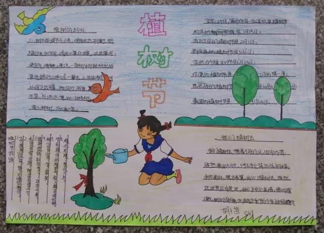 3.12植树节手抄报素材+模板+1~6年级作文范文，快收藏