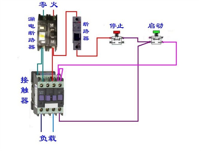 断路器和接触器接线视频,断路器接触器控制回路手绘图