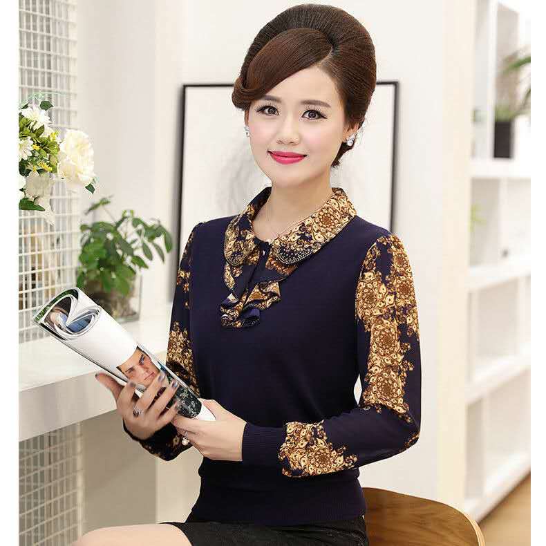 2020新款韩版小众设计感,中老年女装上衣,T恤长袖打底衫