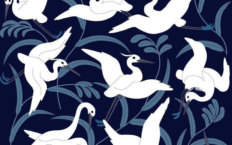 创意新中国风国潮故宫祥云仙白鹤电视背景墙海报展板PSD设计素材