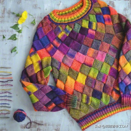 手工多彩毛线毛衣编织全部教程,彩虹线织什么花样毛衣好看