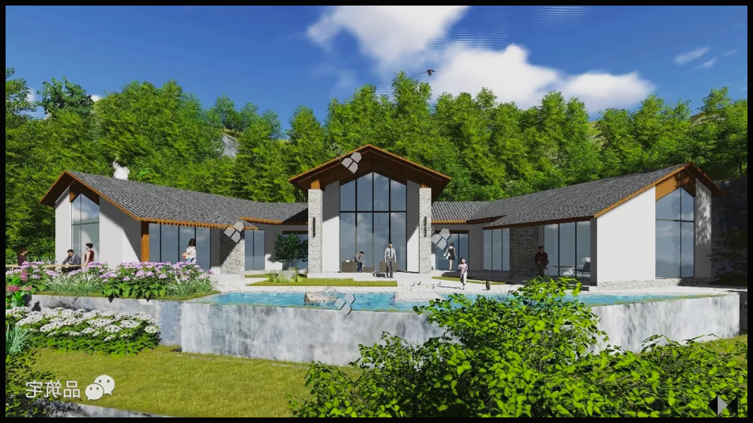 农村三合院五间正房效果图大全,2层中式三合院正房和厢房分开