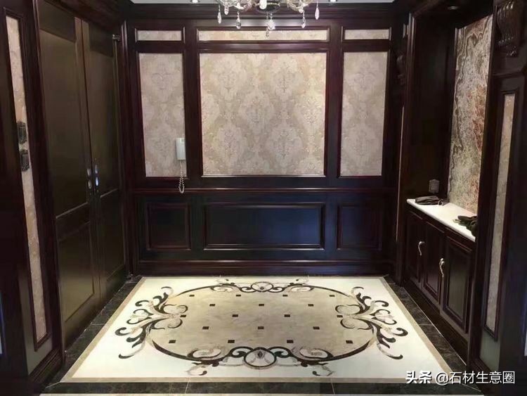 大理石地面水刀拼花效果图,100多平方水刀拼花图片