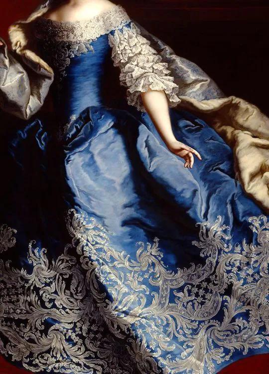 油画中的复古裙子,蓝色油画裙子