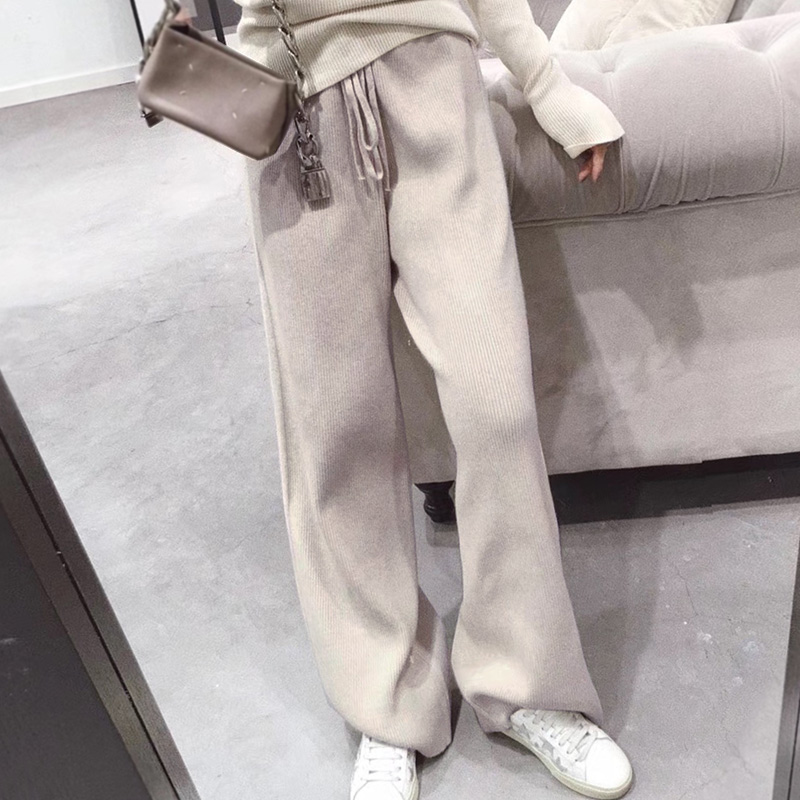 长腿阔腿裤女高腰垂坠感,女士长腿夏季冰丝薄款阔腿裤