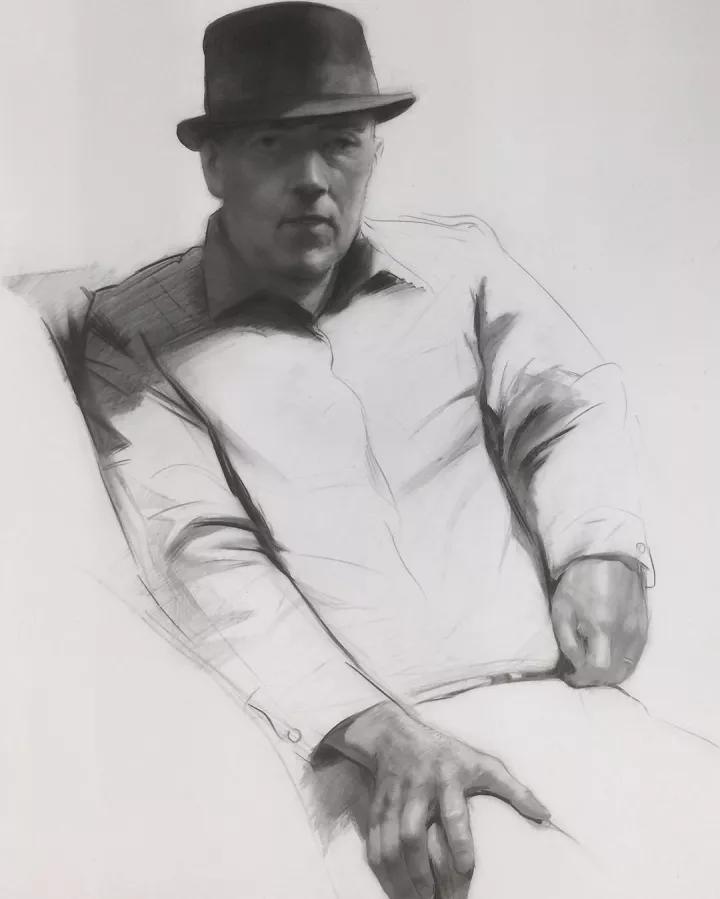 唯美风格素描画,妖娆的背影素描画