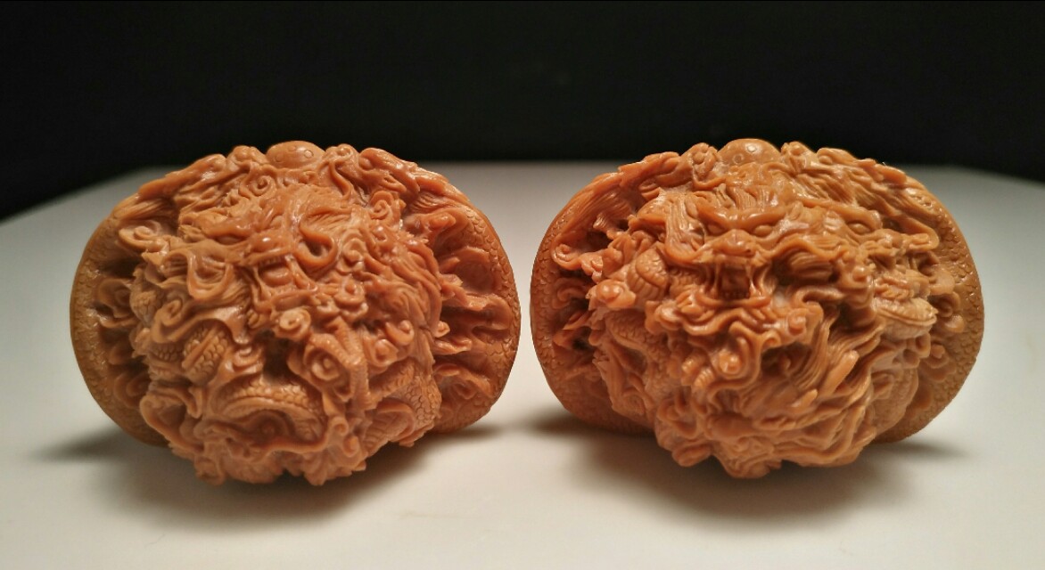 文玩核桃雕刻九龙,文玩核桃九龙至尊