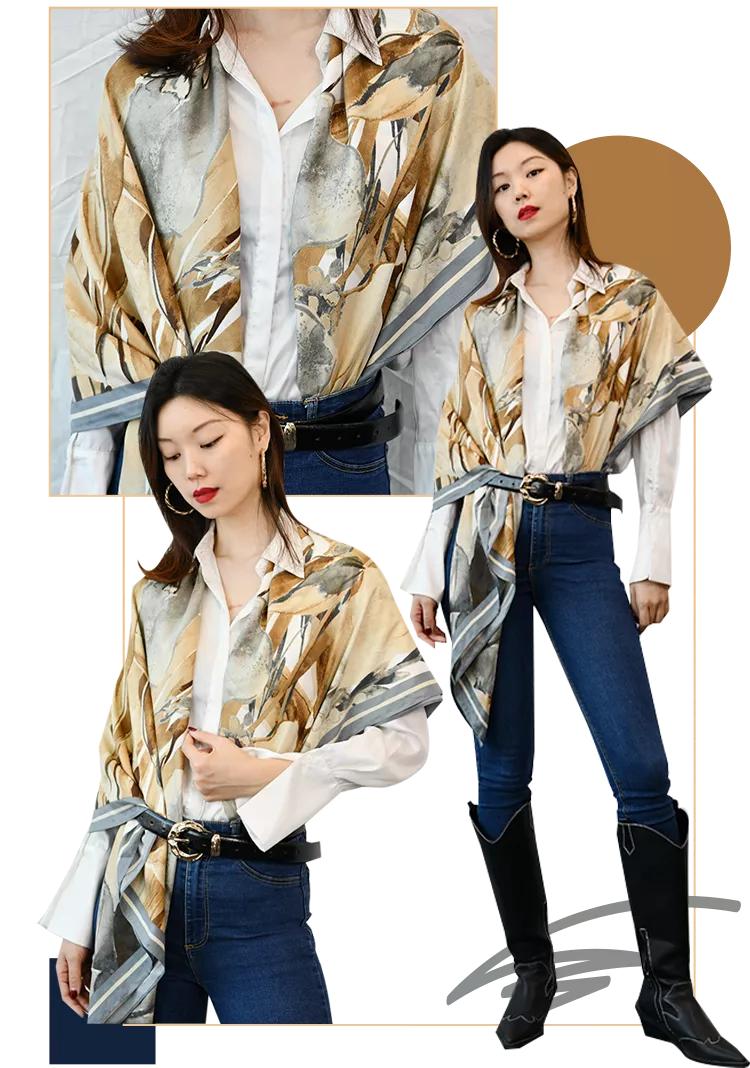 丝巾的11种系法让你时髦整个春季,收腰显瘦中长半身裙丝巾