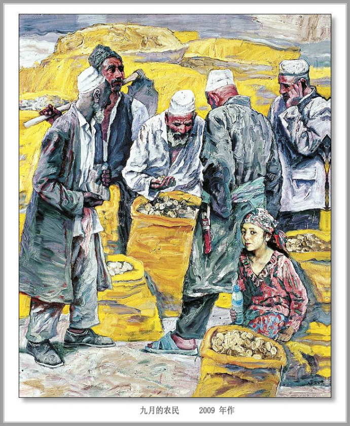 描绘新疆农村的油画,新疆油画风景作品