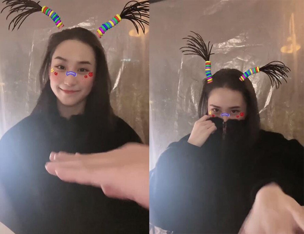 何超莲穿黑色外套跳手指舞蹈，与男友窦骁互动，破分手传言