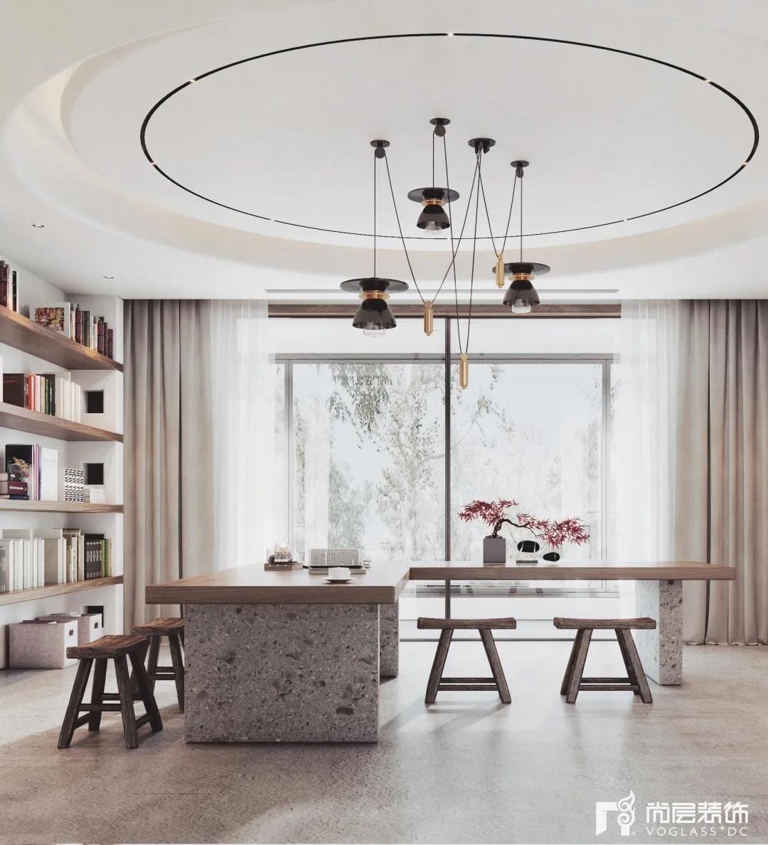 800平侘寂风装修设计案例,800平米禅意别墅