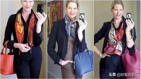 大妈丝巾多种穿法,老年人系丝巾最时尚好看