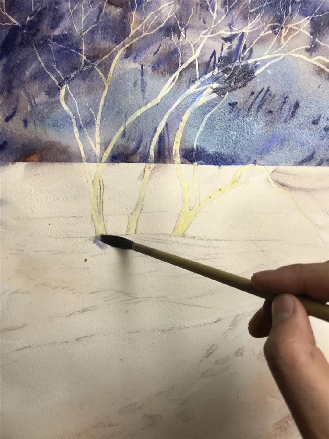 100幅风景写生水粉画教程,如何画雪景图水彩画教程