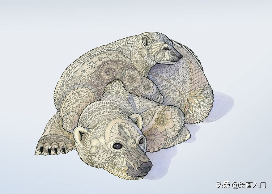 复古气息的几何图形插画,插画师的动物花卉水彩插画作品