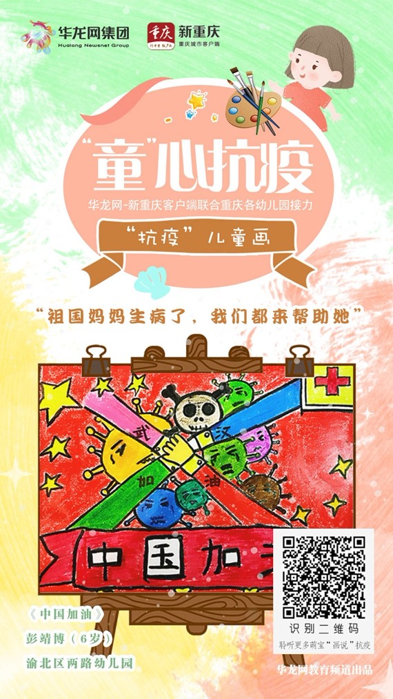 抗疫主题画幼儿园简单,童心童力共抗疫情绘画主题