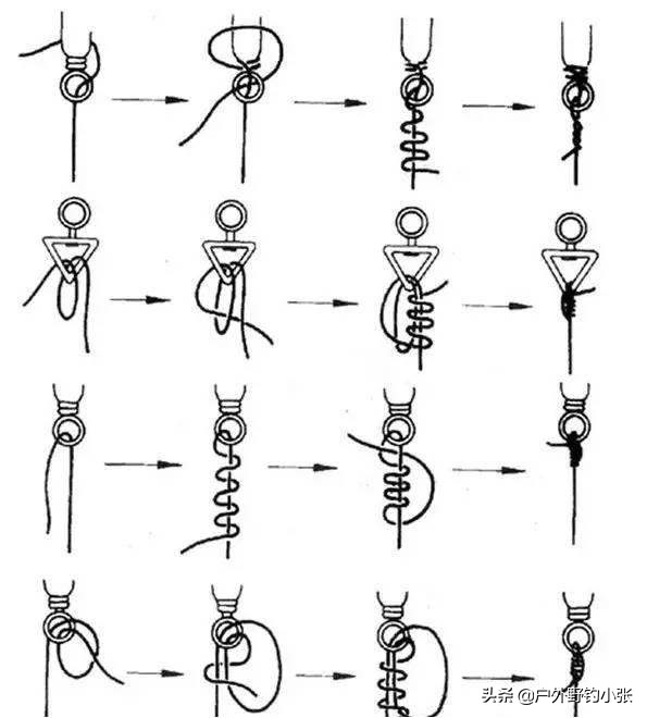 筏竿水滴轮线组绑法图解,朝天钩线组的绑线法图解