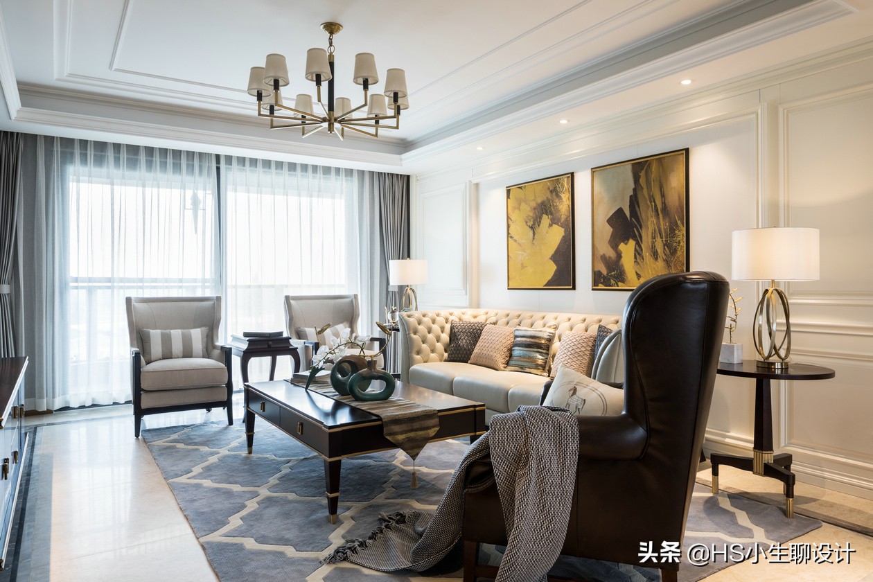 美式茶几电视柜效果图,带茶几高级沙发套全包