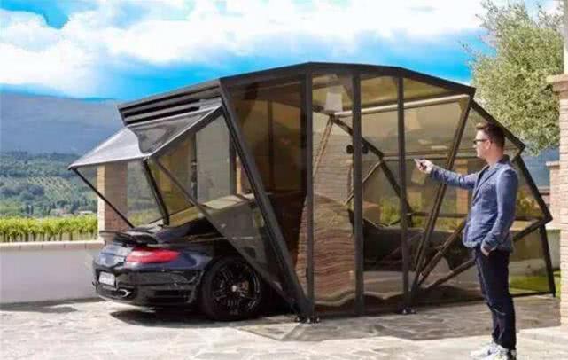 老外简易车库,老外发明可折叠的车库