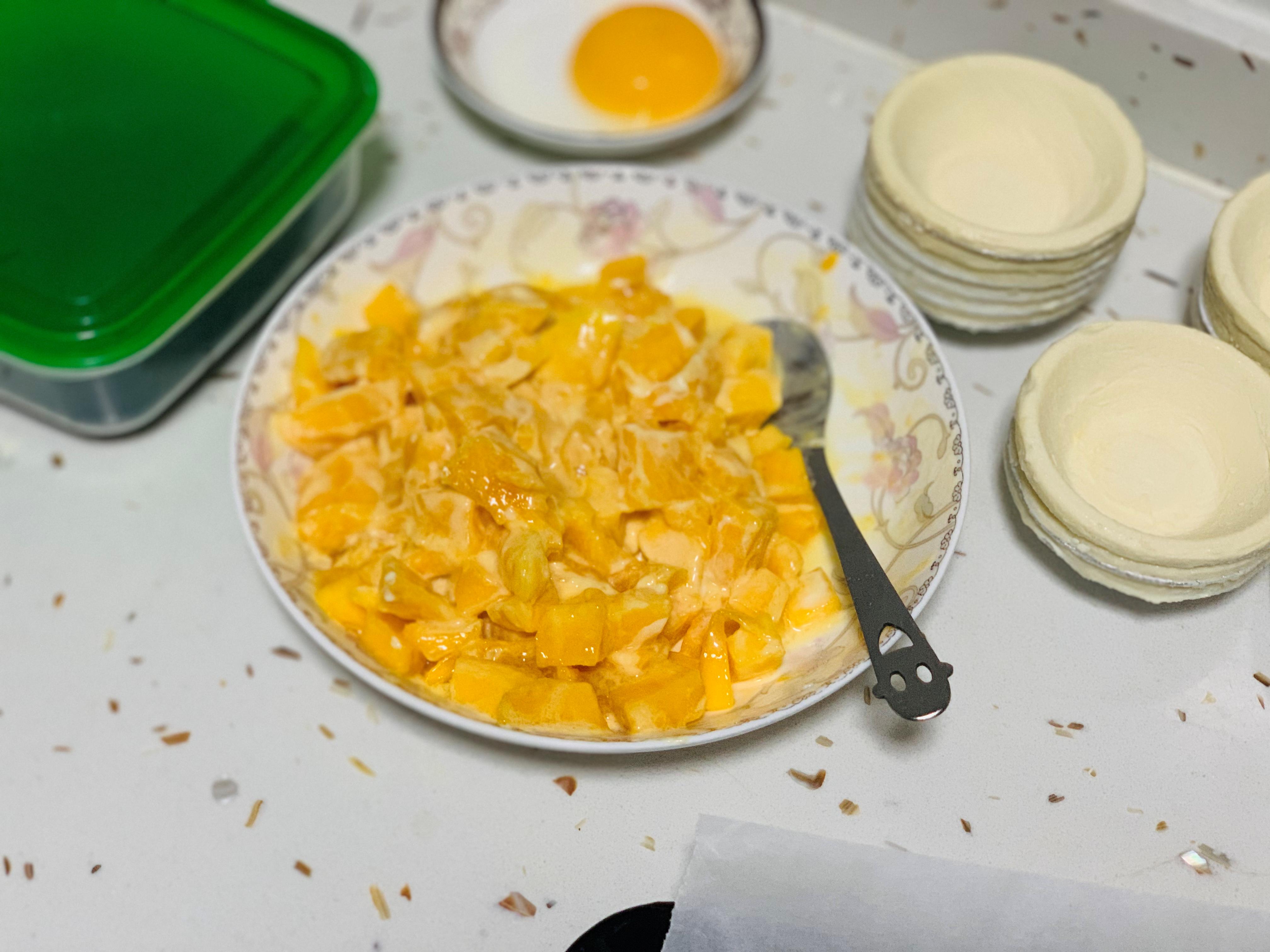 蛋挞皮做芒果酥炼乳,用蛋挞皮做香蕉芒果披萨空气炸锅