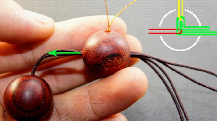 单绳串珠间隔打结方法教程,单绳串珠打结的方法