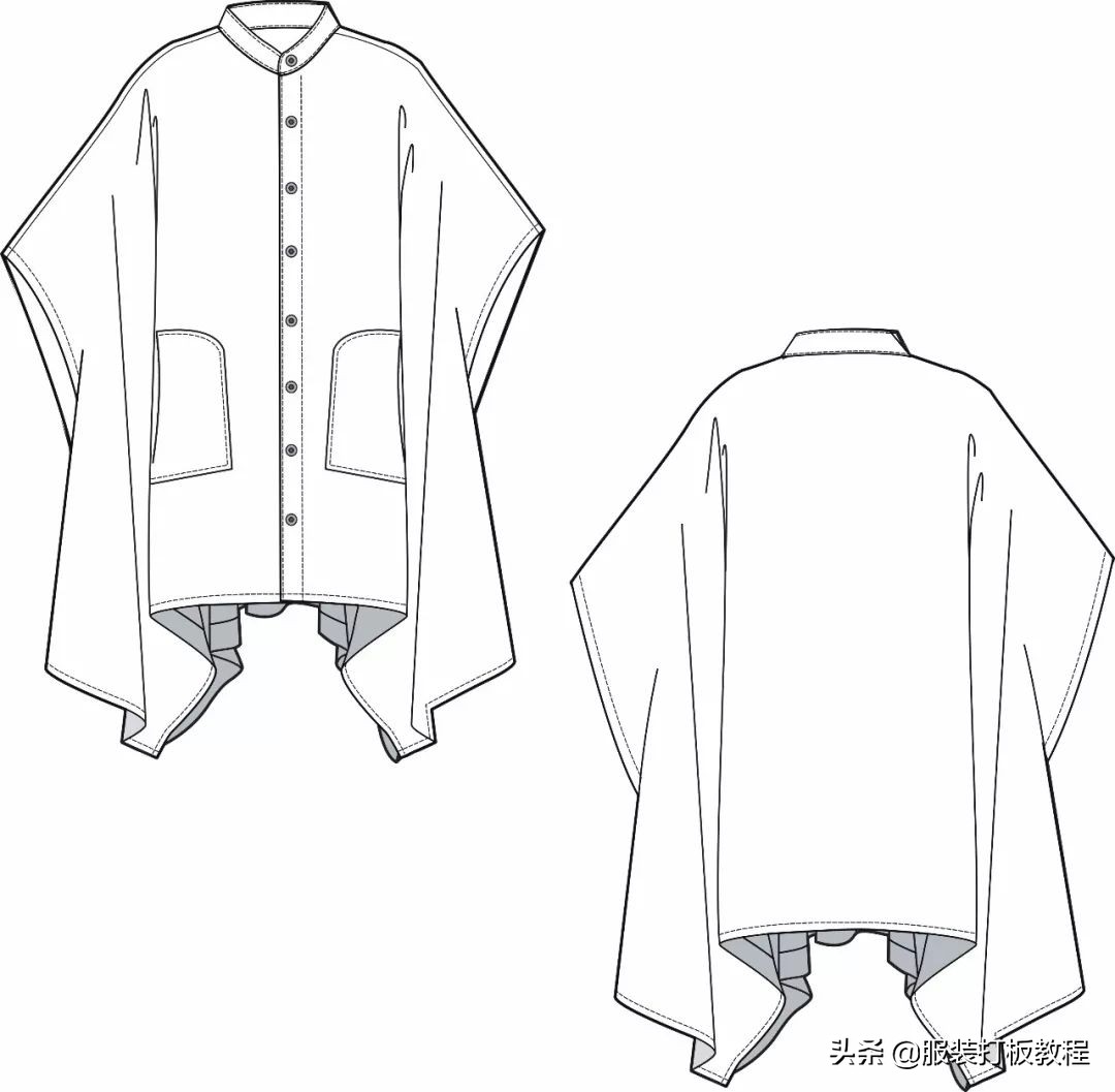 长袖衬衫裁剪教程来了,简单衬衫制版图