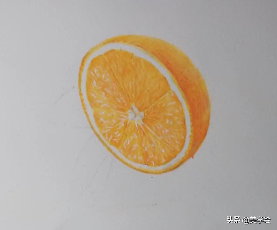 彩铅小橘子,橘子的水溶彩铅上色